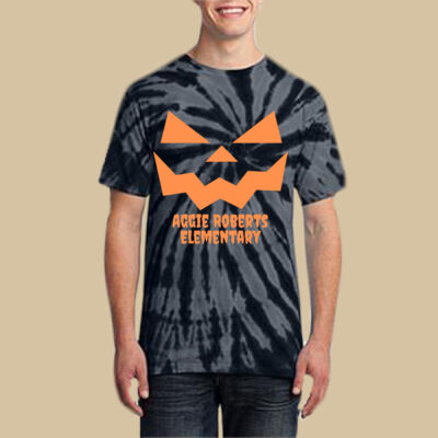 Adult Tie-Dye T-Shirt - Fall Holidays - Jack O' Lantern - Orange Thumbnail